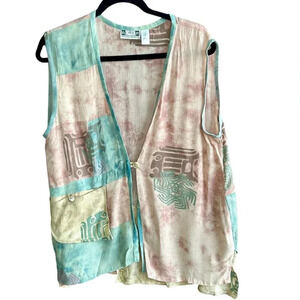 Chantik Vintage 90s Pastel Pastel Lagenlook Casual Lightweight Boho Vest Size S